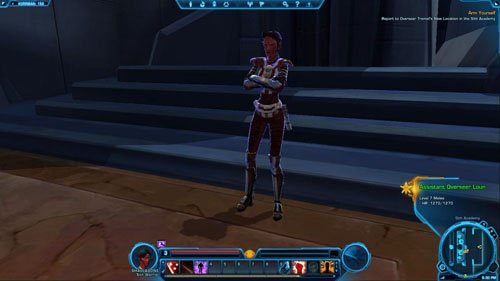 Wejdź na drugi poziom akademii schodami w [2], a znalazłszy się na górze w [3] biegnij przed siebie - (L04) Learning From the Best | Sith Warrior | Star Wars The Old Republic - Star Wars: The Old Republic - poradnik do gry