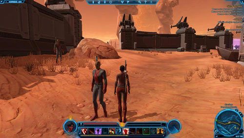 Omiń prom kosmiczny i zwróć uwagę na metalowy taras po lewej - Galactic History 15 (+2 Endurance) | Datacrons | Star Wars The Old Republic - Star Wars: The Old Republic - poradnik do gry