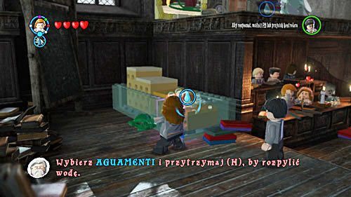 Po rozwiązaniu zagadki otrzymamy zieloną ostrygę, którą zanosimy do pojemnika z klockami - Lekcja 4 - nauka zaklęcia Aguamenti | Opis przejścia - Rok 6 - LEGO Harry Potter: Lata 5-7 - poradnik do gry