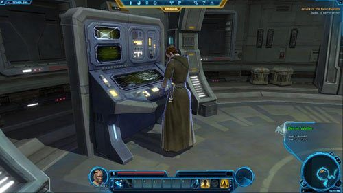 Biegnij do [T] i porozmawiaj z robotem przy taksówkach - (L01) Attack of the Flesh Raiders | Jedi Knight | Star Wars The Old Republic - Star Wars: The Old Republic - poradnik do gry