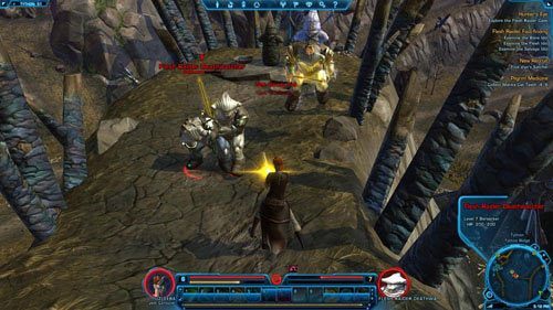 Biegnij dalej zgodnie ze strzałkami do małej wioski Flesh Raiderów - (L06) Flesh Raider Fact-finding | Tython | Star Wars The Old Republic - Star Wars: The Old Republic - poradnik do gry
