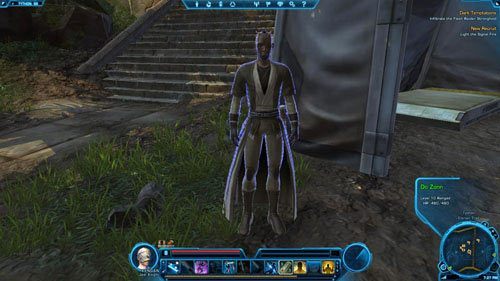 Wybierz się do Lower Kaleth i wejdź po schodach w [2], a następnie odnajdź przewróconą kolumnę w budynku w [3] i wejdź po niej (znajdziesz się w Upper Kaleth) - (L07) HEROIC 2+ The Chamber of Speech | Tython | Star Wars The Old Republic - Star Wars: The Old Republic - poradnik do gry