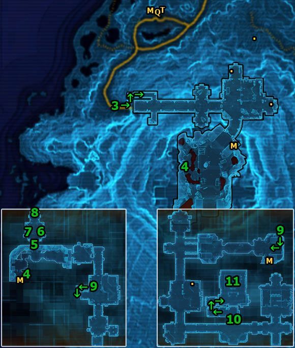 Skieruj kroki do wejścia do twierdzy separatystów w [3] (Separatist Stronghold), widocznego na poniższym obrazku - (L10) The Separatists Stronghold | Trooper | Star Wars The Old Republic - Star Wars: The Old Republic - poradnik do gry