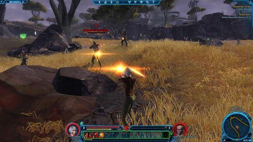 Po zabiciu ośmiu przeciwników, w tym trzech snajperów, udaj się na południe do Fortu Garnik i odnajdź w małym obozie Commandera Vraya w [2] - (L03) Snipe Hunt | Ord Mantell | Star Wars The Old Republic - Star Wars: The Old Republic - poradnik do gry