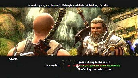 Podczas rozmowy pamiętaj o wybraniu opcji dialogowej oznaczonej zielonym kolorem - Kingdoms of Amalur Reckoning: Into the Light - solucja, opis przejścia - Kingdoms of Amalur: Reckoning - poradnik do gry