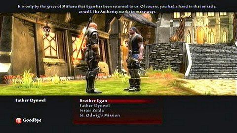 Kolejne co powinieneś zrobić, to porozmawiać z bratem Eganem, a następnie udać się do Ojca Dynwela M1(9) - Kingdoms of Amalur Reckoning: Odarath I (1) - solucja, opis przejścia - Kingdoms of Amalur: Reckoning - poradnik do gry