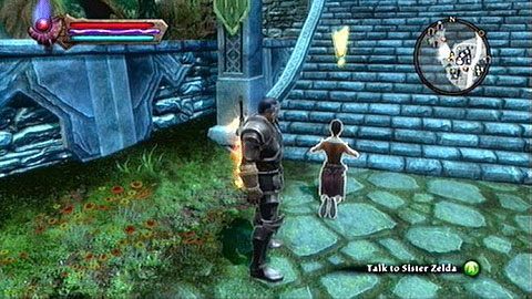 Porozmawiać z siostrą Zeldą czekając pod schodami prowadzącymi do posiadłości misyjnej M1(12) - Kingdoms of Amalur Reckoning: Odarath I (2) - solucja, opis przejścia - Kingdoms of Amalur: Reckoning - poradnik do gry