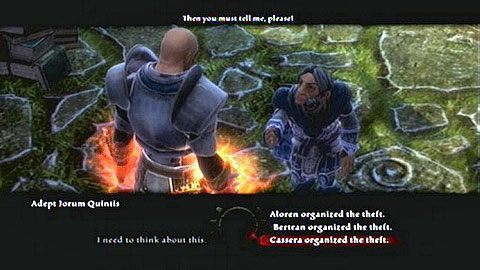 W pierwszym pytaniu wybierz imię Cassery, w drugim Bertrana, a w trzecim Alorena - Kingdoms of Amalur Reckoning: Miasto Ysa (2) - solucja, opis przejścia - Kingdoms of Amalur: Reckoning - poradnik do gry