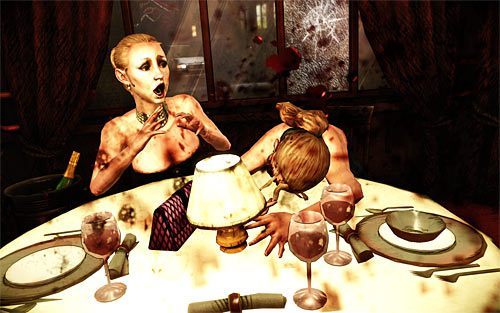 Vinnie zaprowadzi Cię do stolika, przy którym będą już na Ciebie czekały dwie urodziwe bliźniaczki - Payback (1) | Opis przejścia The Darkness II - The Darkness II - poradnik do gry