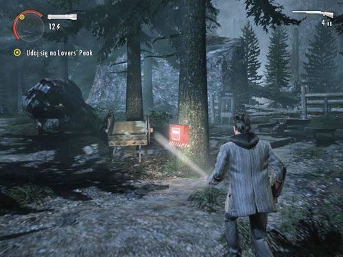 W pobliżu znajdziesz skrzynkę z wyposażeniem, w tym amunicję - Alan Wake: Park Narodowy Elderwood (2) | Odcinek 2- Opętany | Solucja - Alan Wake - poradnik do gry