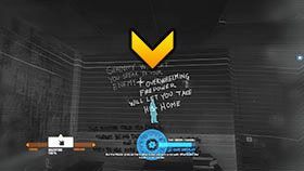 Po lewej stronie pomieszczenia znajdują się napisy na ścianie z ukrytą propagandą - Rozdział 12- Downzone | Kampania w Syndicate - Syndicate - singleplayer - poradnik do gry