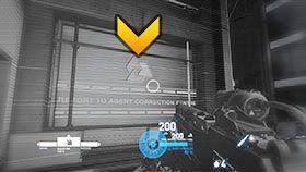 U szczytu schodów dostrzeżesz logo EuroCorpu i kryjącą się tam propagandę - Rozdział 19- Burning Tower | Kampania w Syndicate - Syndicate - singleplayer - poradnik do gry