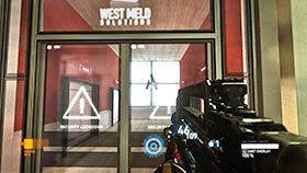 Rozdział 2: logo w holu, zaraz po zdobyciu Gaussa - Propaganda | Wizytówki i Propaganda - Lokacje w Syndicate - Syndicate - singleplayer - poradnik do gry