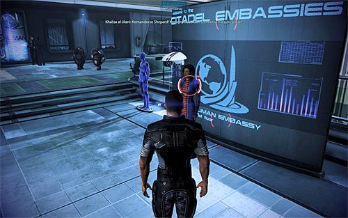 Khalisę po raz pierwszy spotkasz przy próbie wejścia do biura komandora Baileya w lokacji [Cytadela: Ambasady na Cytadeli] - Mass Effect 3: Cytadela - Khalisa al-Jilani - solucja, opis przejścia - Mass Effect 3 - poradnik do gry