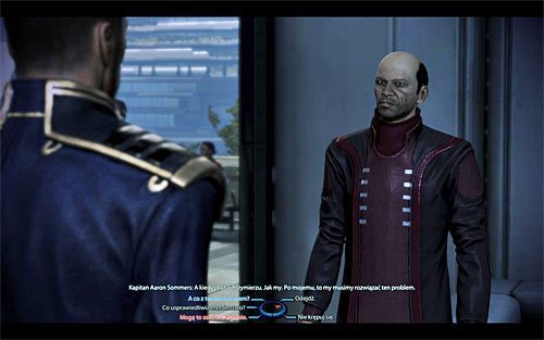 Zejdź po schodach na niższy poziom, wejdź do posterunku SOC i odszukaj kapitana Aarona Sommersa z zamiarem zainicjowania z nim rozmowy - Mass Effect 3: Cytadela - Odwet na Cerberusie - solucja, opis przejścia - Mass Effect 3 - poradnik do gry