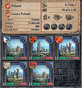 Sumę poziomów technologicznych w danym hrabstwie widać w jego oknie (ikonki: hełmu, kufra i książek). - Technologia w Crusader Kings II - Jak to działa? | Informacje Podstawowe - Crusader Kings II - poradnik do gry