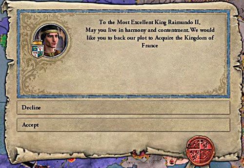 Czasami postaci niezależne namawiają gracza do udziału w wojennej intrydze - warto rozważyć ich propozycje. - Jak wypowiedzieć wojnę? | Militaria w Crusader Kings II - Crusader Kings II - poradnik do gry