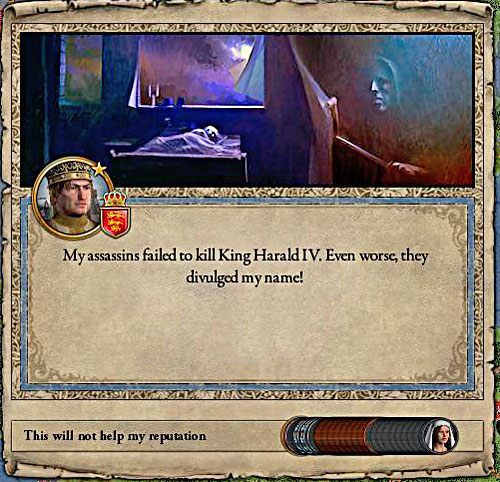 -10 do stosunków ze wszystkimi wasalami i -50 punktów wiary - błędy zabójców są bardzo kosztowne. - Skrytobójstwo w Crusader Kings II | Dyplomacja - Crusader Kings II - poradnik do gry