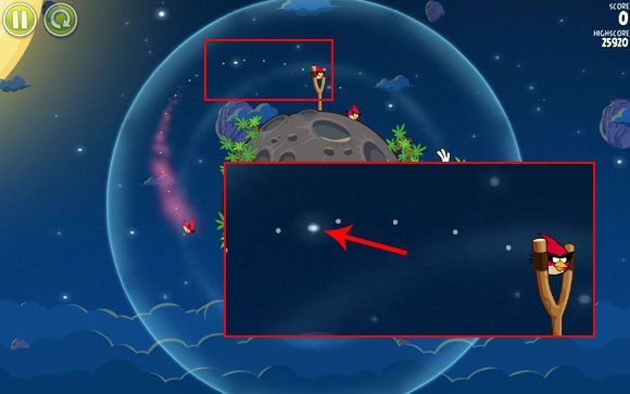 Musisz tak wycelować ptaka aby nie uderzył o planetę oblatując ją wokół - Level 1 - 3 | Pig Bang | Angry Birds Space - Angry Birds Space - poradnik do gry