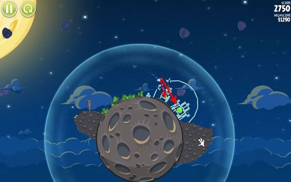 Jeden z ptaków powinien bezproblemowo wlecieć w większego prosiaka - Level 1 - 8 | Pig Bang | Angry Birds Space - Angry Birds Space - poradnik do gry