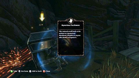 Na końcu kopalni jest skrzynia, w której ukryto Mysterious Parchment - Apotyre (2) | Zadania poboczne w Kingdoms of Amalur Reckoning - Kingdoms of Amalur: Reckoning - poradnik do gry