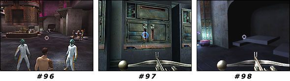 Przyjrzyj się jednemu z miejsc siedzących [#98] , ulokowanych we wnęce w ścianie - Misja 08: NS Streets | Star Wars Jedi Knight II Jedi Outcast - Star Wars Jedi Knight II: Jedi Outcast - poradnik do gry