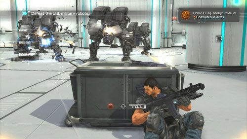 Po przerywniku staniemy do walki z odziałem amerykańskich mechów - Rozdział 6 Denying Destiny | Opis przejścia Binary Domain - Binary Domain - poradnik do gry