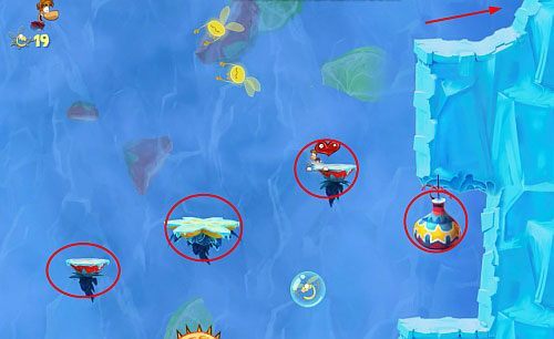 Po uwolnieniu Elektrun, kontynuuj podróż w prawo - Kapryśny owoc (300 L, 2:00) | Słodkie Jeziora | Rayman Origins - Rayman Origins - poradnik do gry