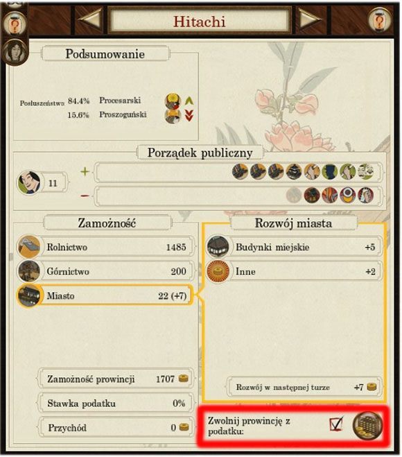 Pierwsze co rzuca się w oczy to różnice w Porządku publicznym - Finanse | Mechanizmy rozgrywki | SHOGUN 2 - Zmierzch Samurajów - Total War: SHOGUN 2 - Zmierzch Samurajów - poradnik do gry