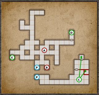 Jak widać na mapie, ten sekret to prawie loch sam w sobie - w dodatku dwupoziomowy - Poziom 6 - Trapped (W Potrzasku) | Opis przejścia | Dragon Age II Dziedzictwo - Legend of Grimrock - poradnik do gry