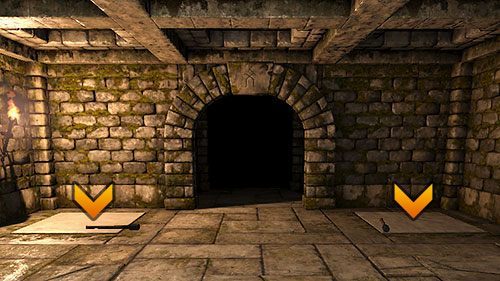 Aby wydostać się z tego pomieszczenia musisz umieścić jakiś przedmiot na płytach znajdujących się po obu stronach drzwi - Poziom 2 - Old Tunnels (Stare Tunele) | Opis przejścia | Dragon Age II - Legend of Grimrock - poradnik do gry