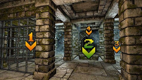 Ruchome portale są dwa i dzielą je od siebie trzy kwadraty - Poziom 3 - Pillars of Light (Filary Światła) | Opis przejścia | Dragon Age II - Legend of Grimrock - poradnik do gry