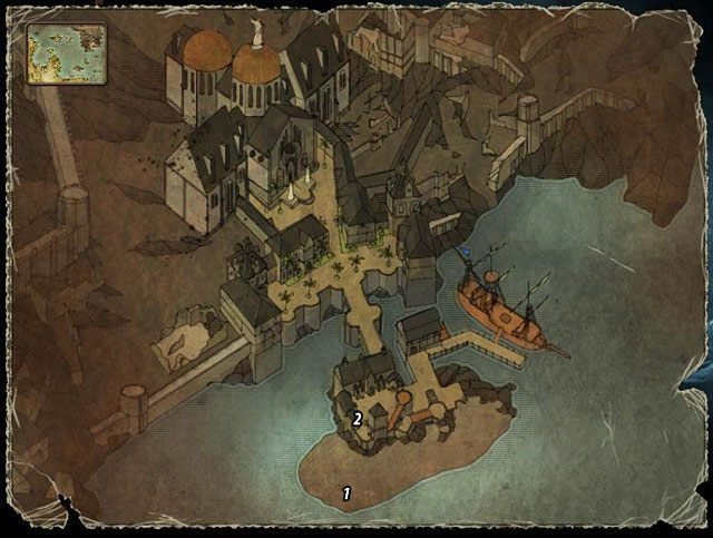 Po zejściu na plażę [#1] (patrz: Przeszukaj plażę), zobaczysz jak wydostająca się na brzeg kobieta zostanie zaatakowana przez trzech Piaskowych diabłów - Uratuj Patty | Zadania - Caldera | Risen 2 Mroczne Wody - Risen 2: Mroczne wody - poradnik do gry