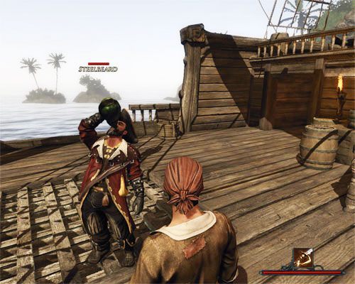 Stalowobrody chętnie przyjmie Cię na pokład, jeśli udowodnisz swoją przydatność. Niekoniecznie w piciu rumu. - Zostań piratem | Zadania - Tacarigua | Risen 2 Mroczne Wody - Risen 2: Mroczne wody - poradnik do gry