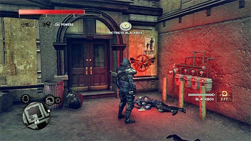 Ciało możesz odnaleźć na ziemi, niedaleko wejścia do budynku - Żółta strefa (Yellow Zone) | Sekrety w Prototype 2 - Prototype 2 - poradnik do gry