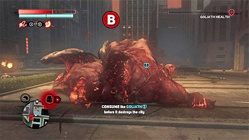 Podbiegnij szybko do pokonanie goliata i zdecyduj się na jego wchłonięcie, czyli wciśnij przycisk B - 12 - Operation - Clockwork (2) | Misje Blacknet w Prototype 2 - Prototype 2 - poradnik do gry