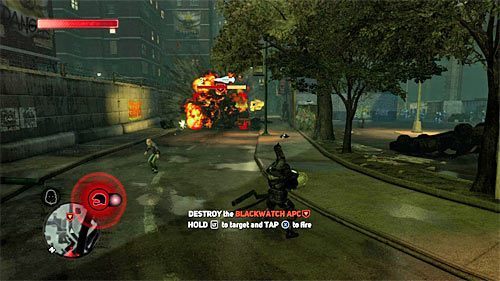 Zgodnie z podpowiedzią gry zabierz jednemu z pokonanych przeciwników z drugiej grupy wyrzutnię rakiet (przycisk B) - 4 - Operation Flytrap | Główny wątek fabularny Prototype 2 - Prototype 2 - poradnik do gry