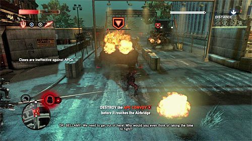 Przystąp od razu do atakowania pojazdów opancerzonych, rozpoczynających przejazd w lokacj [141, 1153] - 8 - The Lab Rat | Główny wątek fabularny Prototype 2 - Prototype 2 - poradnik do gry