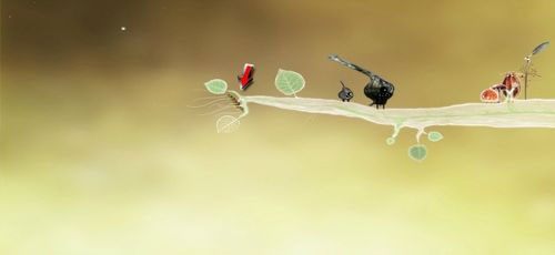 By zdobyć chronione przez groźne stwory piórko (czerwona strzałka), wystarczy kliknąć Pana Gałązkę - wykorzystując swoje umiejętności bez trudu pozyska tak potrzebny nam przedmiot oraz [KARTA nr 5] - Etap pierwszy - piórka | Opis przejścia - Botanicula - Botanicula - poradnik do gry