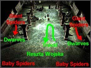 Na początku zabij małe pajączki chodzące po prawej i lewej wojownikami - Misja 18 - The Spider God - Myth III: Era Wilka - poradnik do gry