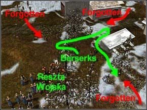 Zgrupuj wieśniaków, łuczników i krasnali w jednym miejscu, Berserków w drugim - Misja 16 - Refugees - Myth III: Era Wilka - poradnik do gry