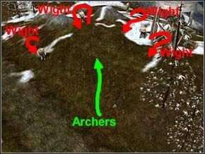 Zauważysz kilka Wightów, które kręcić się będą na nim - Misja 16 - Refugees - Myth III: Era Wilka - poradnik do gry