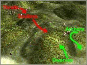 Jedna z armii liczących 4 Soullessy i 20 Thralli ucieknie ci, ale nie martw się - zaraz z lewej wyjdzie druga - Misja 13 - Rod Of The Callieach - Myth III: Era Wilka - poradnik do gry
