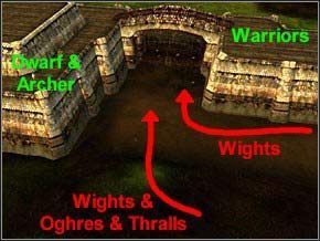 Teraz przyjdzie pierwszy trudny orzech do zgryzienia - Trow Iron Warrior oraz sześciu ogrów przed nim - Misja 12 - Siege Of Llancarfan - Myth III: Era Wilka - poradnik do gry