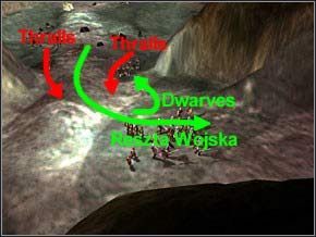 Cały czas idź, rozwal drugą ścianę i zabij drugi patrol - gdy ominiesz sadzawki, kilkunastu wyjdzie z nich Thralli - Misja 11 - The Eye Of Thalor - Myth III: Era Wilka - poradnik do gry