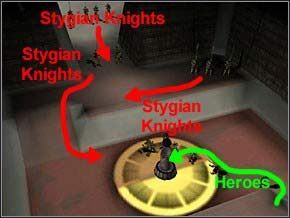 Zejdź szybko wojskiem na dół, załatw dwóch Stygian Knightów - Misja 7 - The Crypt Of Mazzarin - Myth III: Era Wilka - poradnik do gry