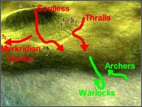 Zwab wrogie wojsko nad rzekę, niech przed nią stoją w gotowości łucznicy i magowie - Misja 4 - The Pack-Mage - Myth III: Era Wilka - poradnik do gry