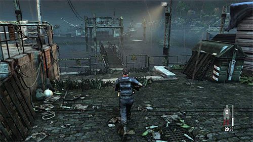 Wyjdź z budynku i skorzystaj z nowo odblokowanego przejścia, które prowadzi do doków - Przeprawa przez doki | Rozdział V | Solucja Max Payne 3 - Max Payne 3 - poradnik do gry