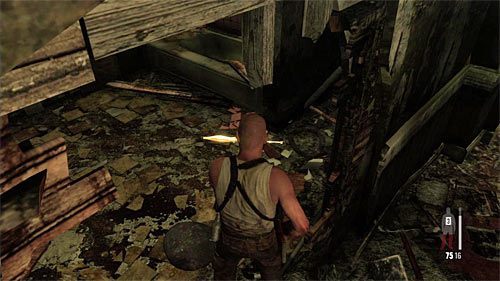 SEKRET 7 [Złota broń - Wyrzutnia RPG 2/3]: Sekret odnajdziesz w zniszczonym prawym pomieszczeniu jednego z wyższych pięter hotelu - Ślady i złote bronie - Rozdział XII | Sekrety w Max Payne 3 - Max Payne 3 - poradnik do gry