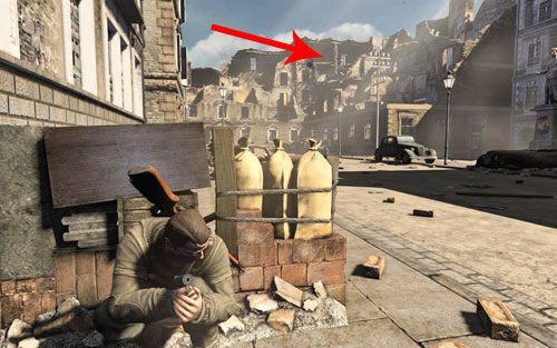 Twoim kolejnym zadaniem jest przejście na drugą stronę ulicy - Misja 1 - Konwój Schoneberga (1) | Opis przejścia Sniper Elite V2 - Sniper Elite V2 - poradnik do gry